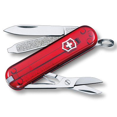 VICTORINOX Taschenmesser Classic SD, 7 Funktionen, rot-transparent