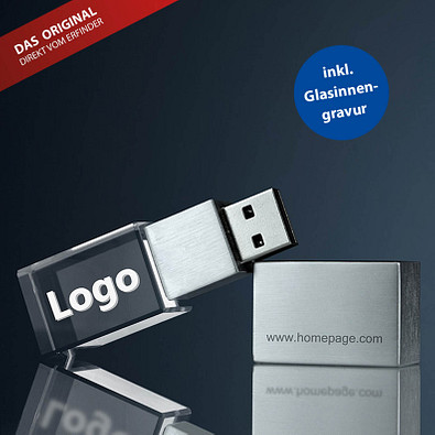 USB-Stick 3D inkl. Gravur, 16 GB, transparent/silber