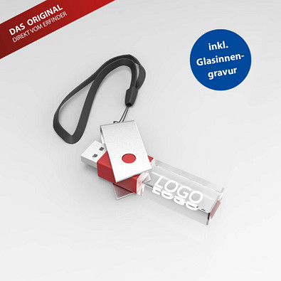 USB-Stick TURN 3D inkl. Gravur, 8 GB, rot