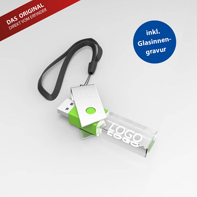USB-Stick TURN 3D inkl. Gravur, 8 GB, grün