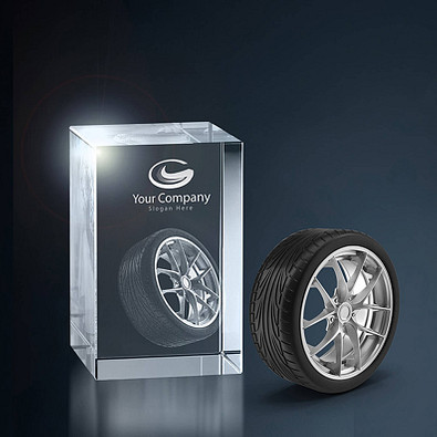 Glasquader 3D klein, inkl. Druck, 50x50x80mm