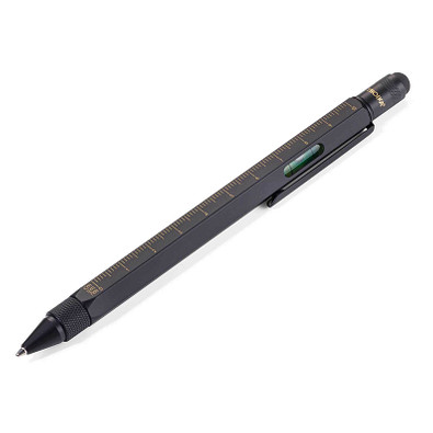 TROIKA® Construction-Pen, schwarze Mine, mattschwarz-gold