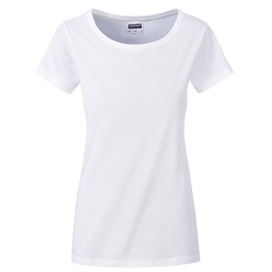JAMES & NICHOLSON Damen T-Shirt Basic aus Bio-Baumwolle, weiß, L