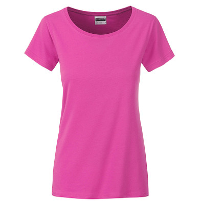JAMES & NICHOLSON Damen T-Shirt Basic aus Bio-Baumwolle, pink, L
