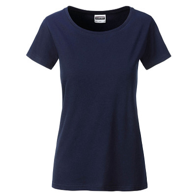 JAMES & NICHOLSON Damen T-Shirt Basic aus Bio-Baumwolle, dunkelblau, L
