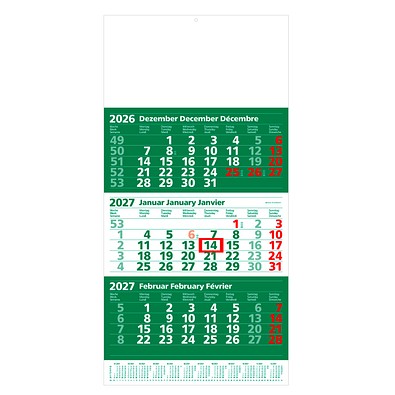 Geiger-Notes Maxi-3-Monats-Wandkalender 2027, grün