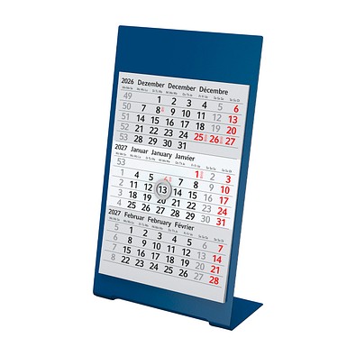 Geiger-Notes 3-Monats-Tischkalender aus Metall 2027/2028, blau