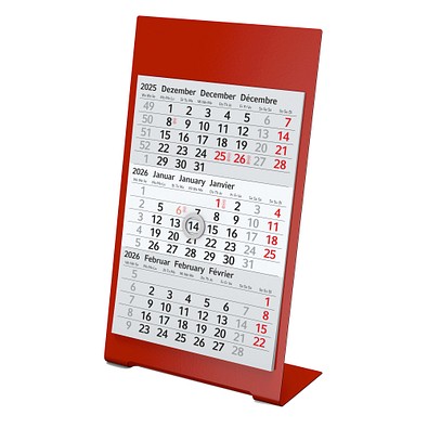 Geiger-Notes 3-Monats-Tischkalender aus Metall 2026/2027, rot
