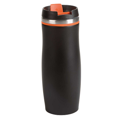 Metall-Isolierbecher Smooth, 400 ml, schwarz/orange