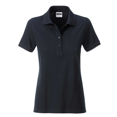 JAMES & NICHOLSON Damen Poloshirt Basic Bio BW, schwarz, L