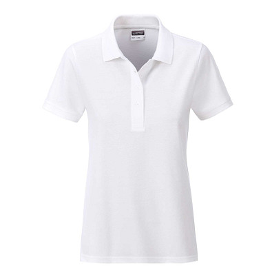 JAMES & NICHOLSON Damen Poloshirt Basic Bio BW, weiß, L