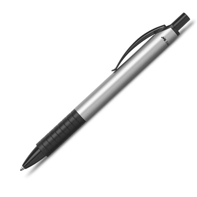 FABER-CASTELL Metall-Druckkugelschreiber Basic Alu, blaue Mine, silber