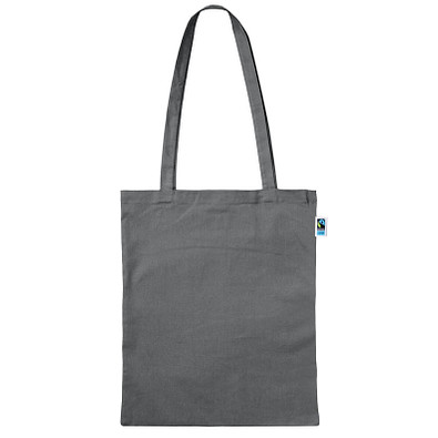 Fairtrade Baumwolltasche mit langen Henkeln, stahlgrau