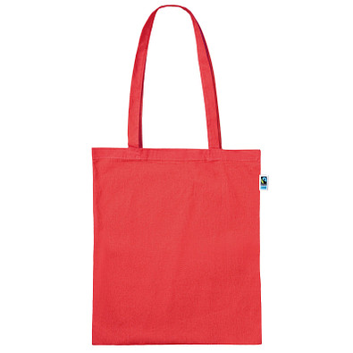 Fairtrade Baumwolltasche mit langen Henkeln, rot