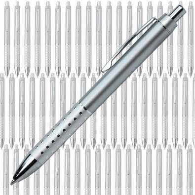 Werbe-Set: 300 Kugelschreiber Hollywood, inkl. Druck, blaue Mine, silber