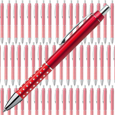 Werbe-Set: 300 Kugelschreiber Hollywood, inkl. Druck, blaue Mine, rot