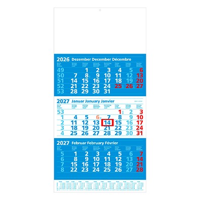 Werbe-Set: 100 Wandkalender Maxi 2027, blau/weiß, inkl. Druck