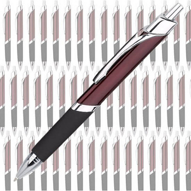 Werbe-Set: 100 LANCE® Metall-Kugelschreiber Triangle, inkl. Druck, blaue Mine, bordeaux