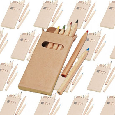 Werbe-Set 250-tlg.: Buntstifte 6-teilig inkl. Druck, natur