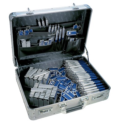 Werbe-Sparset im Koffer, 501-tlg., inkl. Druck, silber/blau