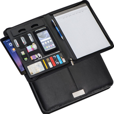 A4 Schreibmappe aus Lederfaserstoff, schwarz