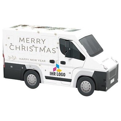 Adventskalender Transporter, Lindt Schokotäfelchen, Tannenzweige