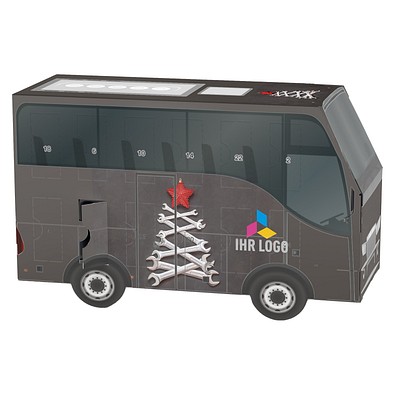 Adventskalender Bus, share Schokotäfelchen, Schraubenschlüssel-Tanne