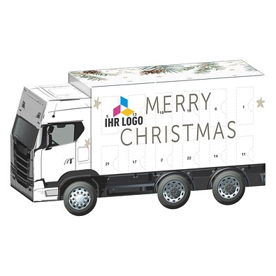 Adventskalender LKW, Ritter SPORT Schokowürfel, Tannenzweige