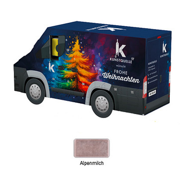 Adventskalender Transporter, Schokotäfelchen in Pergamin-Papier, inkl. Druck