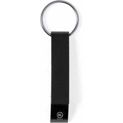 Alu-Schlüsselanhänger mit Flaschenöffner Mixe, Schwarz