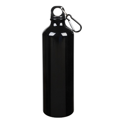Aluminium-Trinkflasche mit Karabinerhaken, 750 ml, schwarz