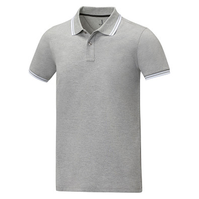 Amarago Polo mit abgesetztem Rand für Herren, heather grau, M