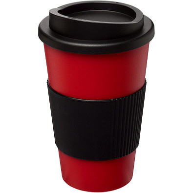 Americano Isolierbecher mit Schutzring, 350 ml, rot,schwarz