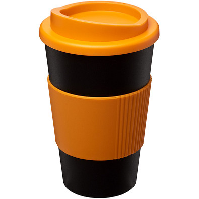 Americano Isolierbecher mit Schutzring, 350 ml, schwarz,orange