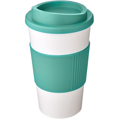 Americano Isolierbecher mit Schutzring, 350 ml, weiss,aquablau