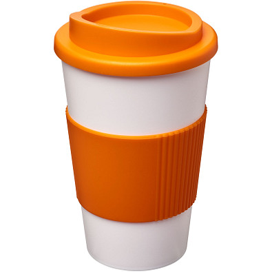 Americano Isolierbecher mit Schutzring, 350 ml, weiss,orange