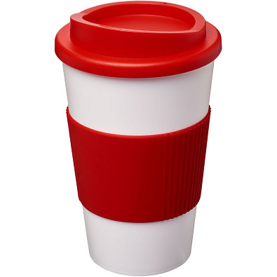 Americano Isolierbecher mit Schutzring, 350 ml, weiss,rot