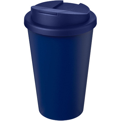 Americano® Eco 350 ml recycelter Becher mit auslaufsicherem Deckel, blau