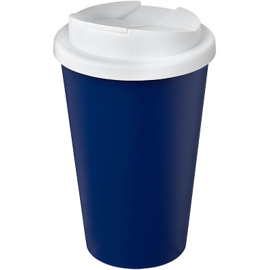 Americano® Eco 350 ml recycelter Becher mit auslaufsicherem Deckel, blau/weiß