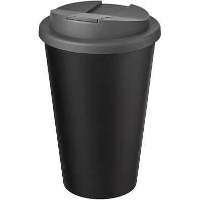 Americano® Eco 350 ml recycelter Becher mit auslaufsicherem Deckel, grau