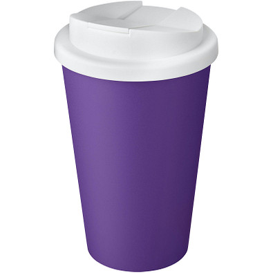 Americano® Eco 350 ml recycelter Becher mit auslaufsicherem Deckel, lila/weiß
