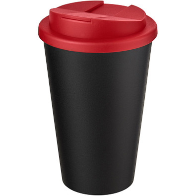Americano® Eco 350 ml recycelter Becher mit auslaufsicherem Deckel, rot