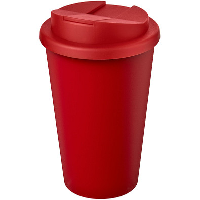 Americano® Eco 350 ml recycelter Becher mit auslaufsicherem Deckel, rot