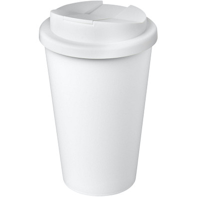 Americano® Eco 350 ml recycelter Becher mit auslaufsicherem Deckel, weiß