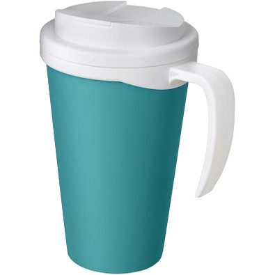 Americano® Grande 350 ml Isolierbecher mit auslaufsicherem Schraubverschluss, aquablau/weiß