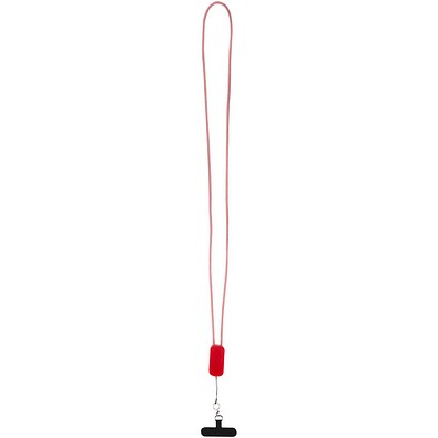 Anser Smartphone Lanyard aus recyceltem Kunststoff mit 27 W 5-in-1 integriertem Kabel, rot