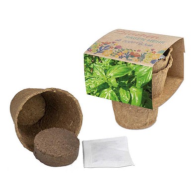 Anzucht-Set mit Samen, Basilikum, 1-seit. Druck