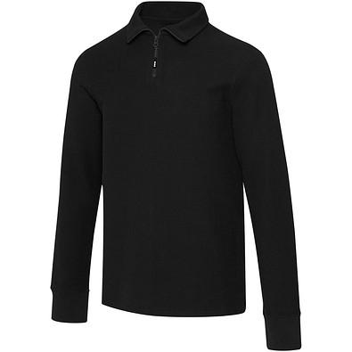 Apollo 245 g/m² Langarm Poloshirt Unisex mit Reißverschluss, schwarz, 3XS