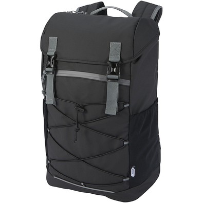 Aqua 15,6 GRS recycelter wasserabweisender Laptop-Rucksack 23 L, schwarz