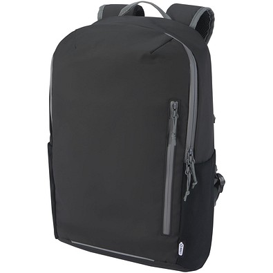 Aqua wasserabweisender 15 Laptop-Rucksack aus GRS Recyclingmaterial 21 L, schwarz